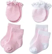 [OATIPHO] Socks Newborn Boy Clothes Socks Cotton Socks Mittens Gloves for Boy Gloves Suits Kit Girl Gloves Newborn Clothes Socks Cute Socks Pink