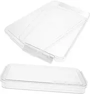 SECFOU 2 Pack Office Document Storage Box Plastic File Organizer Lids Flat File Storage for Paper Photo Organizer Modern Design