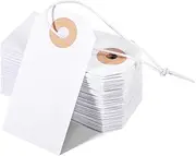 100 Pack Blank Tags with Elastic String Marking Hang Tags Attached Reinforced Hole Writable Blank Tags Easy to Use 2.75x1.37Inch