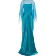 [Alberta Ferretti] Alberta Ferretti Satin Maxi Dress 44 IT BLUE