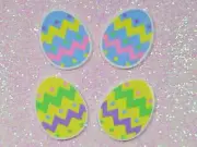 4 Quantity - 27mmx37mm Glossy Flat Back Chevron Egg Resins for Hair Bows