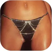 [Riymusry] Rhinestone Tassel Chain Thongs Panties Multi-layered Crystal Thong Chain G String Jewelry Rhinestone Tassel Waist Belly Chain for Women