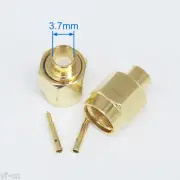 100x Gold SMA Male Plug Solder RF Straight Connectors for RG402 semi-rigid cable