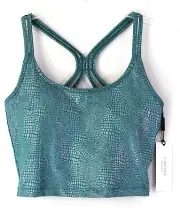 CALVIN KLEIN Sports Bra Tank Top Strappy Size XS Teal Retail $49.50