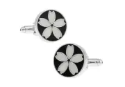 Springtime Daisy Cufflinks Black White Enamel Power Cuffs Wedding Cufflinks Cuff