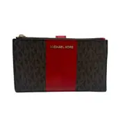 Michael Kors Logo Jet Set Crimson Double Zip Wristlet- NWT