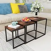 TINGTINGLI Living room combination coffee table, square coffee table set of three, stacking side table, freely adjustable, does not take up space, suitable for living room Office(Classical colour)