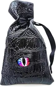 HAOMEJA DND Stuff Role Playing Dice Bag Drawstring Leather DND dice Bag, Storage Bag Black red Eye