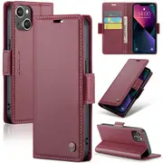 CaseMe iPhone 14 Folio Wallet Case Cover Apple Side Closure [Wine]