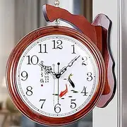 Waterproof Outdoor Clock Garden Clocks, 11 Inch Double Sided Solid Wood Outdoor Wall Clock Battery Operated Silent Outdoor Clocks 360° Rotatable Outside Clocks B