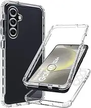 Galaxy S24 Plus Case, For Samsung S24 Plus Case, Front & Back, Phone Case, 360° Bumper Clear Transparent Silicone TPU + Hard Back PC, Screen Protector 2 in 1 Case For Samsung S24 Plus (Clear)