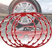 Car Wheel Rim Protector Ring, Alloy Wheel Rim Protectors(16~20inch), Nylon Fiber/resistant to Minor Scratches, 4×protection Ring, Universal Anti-scratch Strip/decoration,16inch,Red