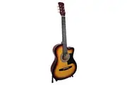 Karrera 38in Pro Cutaway Acoustic Guitar with Bag Strings - Sun Burst