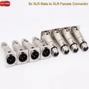 8x 3-Pin XLR Male to XLR Female Feed/Pass Thru Connector for D Panel Mounting