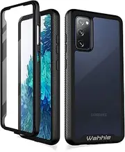 wahhle Compatible with Samsung Galaxy S20 FE 5G Case, Built in Screen Protector Full Body Shockproof Slim Fit Bumper Protective Phone Cover for Samsung S20 FE 5G Men Women-Black/Clear