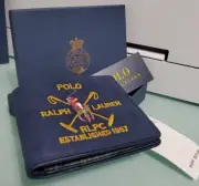 Ralph Lauren Crest Canvas Leather Billfold Wallet (Newport Navy &Gift Box)