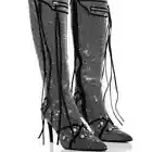 AZALEA WANG " THE MONARCH MAVERICK " Size: 11 STILETTO BOOT SILVER (Final Pair)