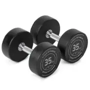Titan Fitness 35 LB Set Round Urethane Dumbbells, 32mm Medium Volcano Knurling