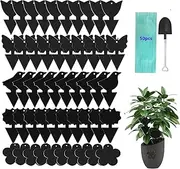 50 Pack Sticky Dual-Sided Gnat Traps,Fruit Fly Trap with Punch Hole,Fungus Gnat Non-Toxic and Odorless for Mosquitoes,Houseplant, Garden,with Twist Ties and Small Shovel (Black)