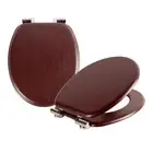 2x Mahogany Soft Close Wooden Toilet Seats Oval Shape Bathroom WC Top Fittings