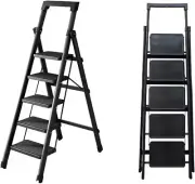 QZTHOU 5 Step Ladder, Folding Step Stool with Wide Anti-Slip Pedal,Portable L...