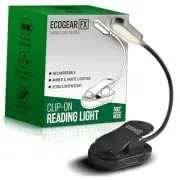 EcoGear FX Book Reading Light for Bed and Travel - Rechargeable LED Clip on