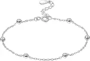 [DOINEUFL] 925 Sterling Silver Anklets for Women, Adjustable Women's Anklets Silver Simple Foot Chain, Ankle Chain for Summer Holiday jewellery for Girls, One Size, Silver, No Gemstone