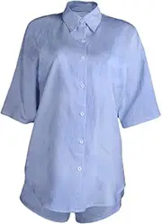 [BESTYASH] 2pcs Ladies Casual Summer Suit Short Sleeve Shirt Waist Shorts Soft Spandex Material for Vacation Everyday Wear