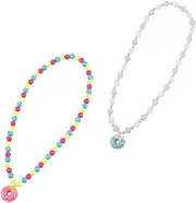[LIFKOME] 2pcs Kids Necklace Chain Acrylic Bead Necklace for Children Sweet Doughnut Pendant Random Color