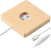 IFOLAINA Wood Light Base Small Wooden LED Display Stand 10 Multicolor Changing Square Lighted Up Adjustable Brightness Stand for Illuminate 3D Crystal Ball Glass Art
