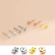 5 Pairs Sterling Silver Stud Post Earring Findings Flat Cup For Beads Pearl Jade
