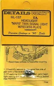 Details West 137 x HO Headlight Mars Twin Signal w/Recess Plate