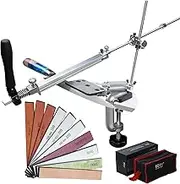 CWOVRS Knife Sharpening Kit, RUIXIN PRO RX-008 Knife Sharpener, 360° Flip Rotation Fixed-Angle, Upgrade Precise Slider & Fixture, Kitchen Chef Knife Sharpening System, 9 Premium Stones+1 Leather Strop