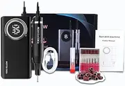 FYKEY Professional Electric Nail Drill Machine, Portable Rechargeable 35000RPM Nail Drill for Acrylic Gel Nails, Manicure Pedicure Polishing Shape Tools for Home and Salon Use (Black)