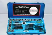 40 Piece Carbon Steel METRIC TAP and DIE SET in Steel Box / NEW