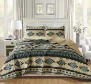 Chezmoi Collection 2-Piece Southwestern Geometric Tribal Quilt Set - Multicol...