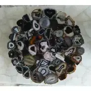 18"x18" Black Agate Coffee Table Top, Agate Stone Top New Home Patio Decor Gift