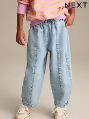 Denim Lightwash Pull On Barrel 100% Cotton Jeans (3-16yrs) (E41669) | $37 - $48