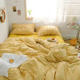 多色 日系少女風純棉床包組 床包四件組 格子床包組 無印風床單 床罩組 單人床包 雙人床包 雙人加大床包組 寢具