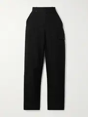[Proenza Schouler White Label] Proenza Schouler White Label - Octavia Cotton And Linen-blend Poplin Tapered Cargo Pants - Black - US6 US 6 Black