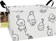 HUNRUNG Rectangle Storage Basket Cute Canvas Organizer Bin for Pet/Children Toys, Books, Clothes Perfect for Rooms/Playroom(REC-Black cat)