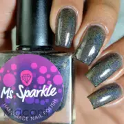Ms. Sparkle - 2Faced - Black Holographic Purple Copper Flakies Nail Polish
