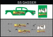 Hot Wheels (1/64), 55 Gasser "Madagascar" Waterslide, Printed White First,Decals