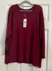 NWT $228 Eileen Fisher Roseberry Merino Wool Raglan Sleeve Pullover 1X 2X 3X