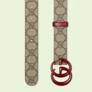 NEW Gucci Marmont Belt GG Logo Red Brown Monogram Canvas 75 cm 30 inch
