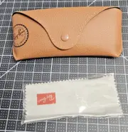 Ray-Ban Sunglasses case brown soft case w/snap closure + cleaning cloth