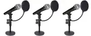 3) Rockville Microphones+Desktop Stands+Pop Filters 4 Recording, Studio, Podcast