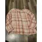 Sonoma pink/multi plaid round neck long Ballon sleeve NWT Size L
