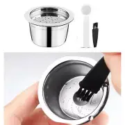 Reusable Stainless Steel Coffee Maker Filter Capsule Cup + Spoon + Brush Set DIY