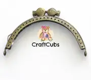 Fish Half Round Purse Frame 10.5cm in Bronze Sew In Small Metal Bag Frame